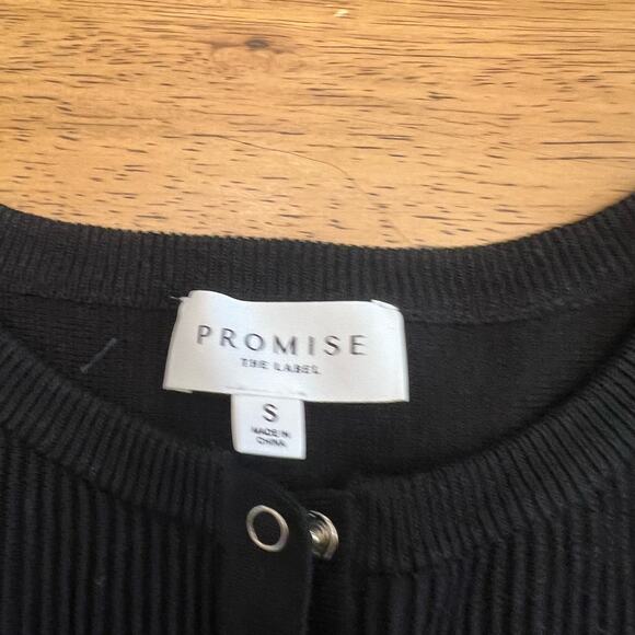 Promise the Label Boutique Black Ribbed Long Sleeve Top Size S - Picture 2 of 4